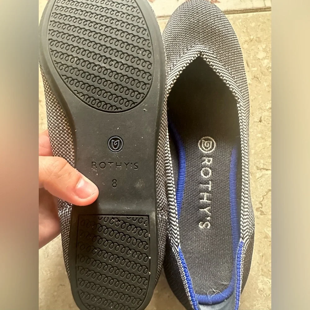 Rothy’s BirdsEye Black Grey Round Toe Flats Womens size 8 - Picture 3 of 4